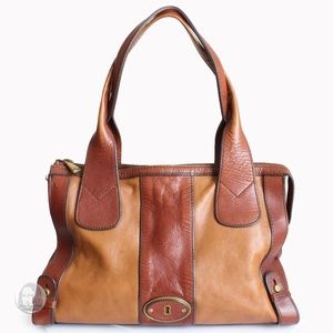Fossil Bag Vintage Reissue Whiskey Brown/Cognac Leather Satchel Shoulder Bag